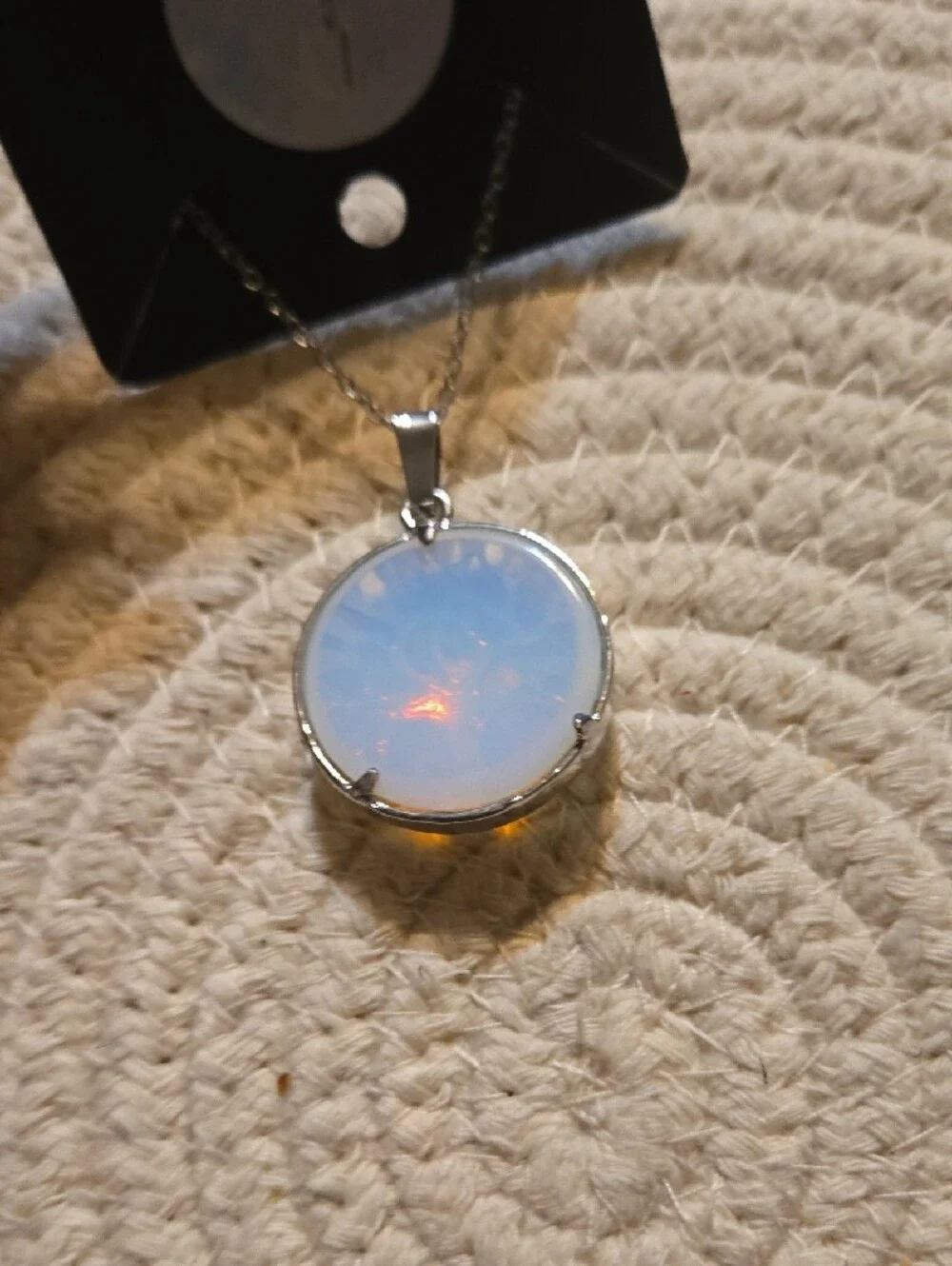 Blue Tree of Life Enamel Pendant Necklace - Silver Tone